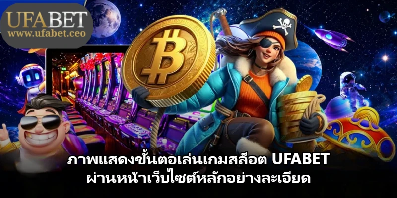 ภาพแสดงขั้นตอเล่นเกมสล็อต UFABET ผ่านหน้าเว็บไซต์หลักอย่างละเอียด
