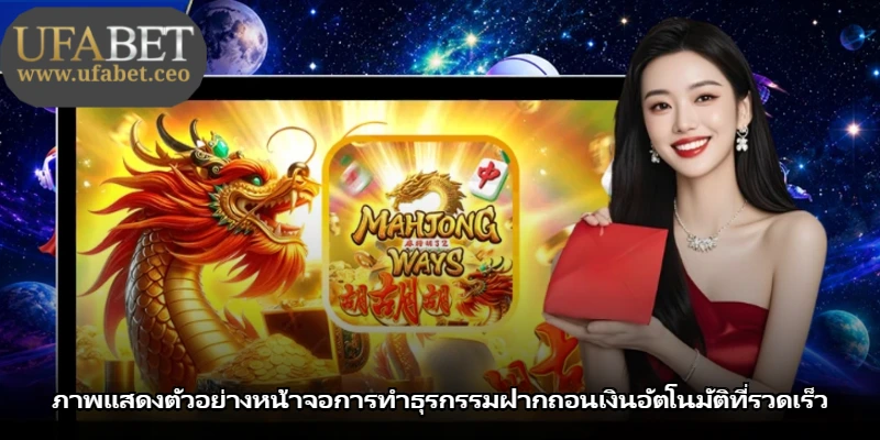 ภาพแสดงตัวอย่างหน้าจอการทำธุรกรรมฝากถอนเงินอัตโนมัติที่รวดเร็ว